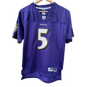 Baltimore Ravens NFL Flacco 5 Purple Jersey Boys Large 14-16 Men's Small
